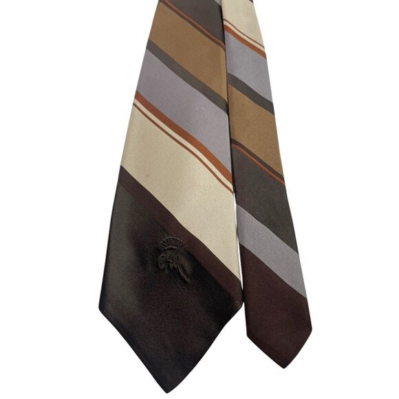 Vintage WOOLF BROTHERS COUNTESS MARA Tie Brown Gray and Copper Cream, Preowned - Picture 2 of 8